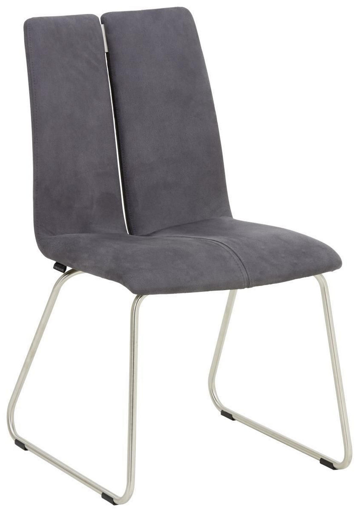 STUHL  in Stahl Lederlook Metall, Textil  - Edelstahlfarben/Grau, Design, Textil/Metall (48/91/62cm) - Venjakob