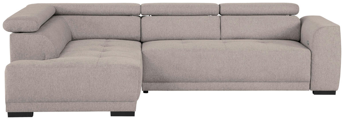 ECKSOFA Ottomane links, Eckteil  Taupe Struktur  - Taupe/Schwarz, Design, Kunststoff/Textil (205/284cm) - Xora