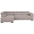 ECKSOFA Ottomane links, Eckteil  Taupe Struktur  - Taupe/Schwarz, Design, Kunststoff/Textil (205/284cm) - Xora