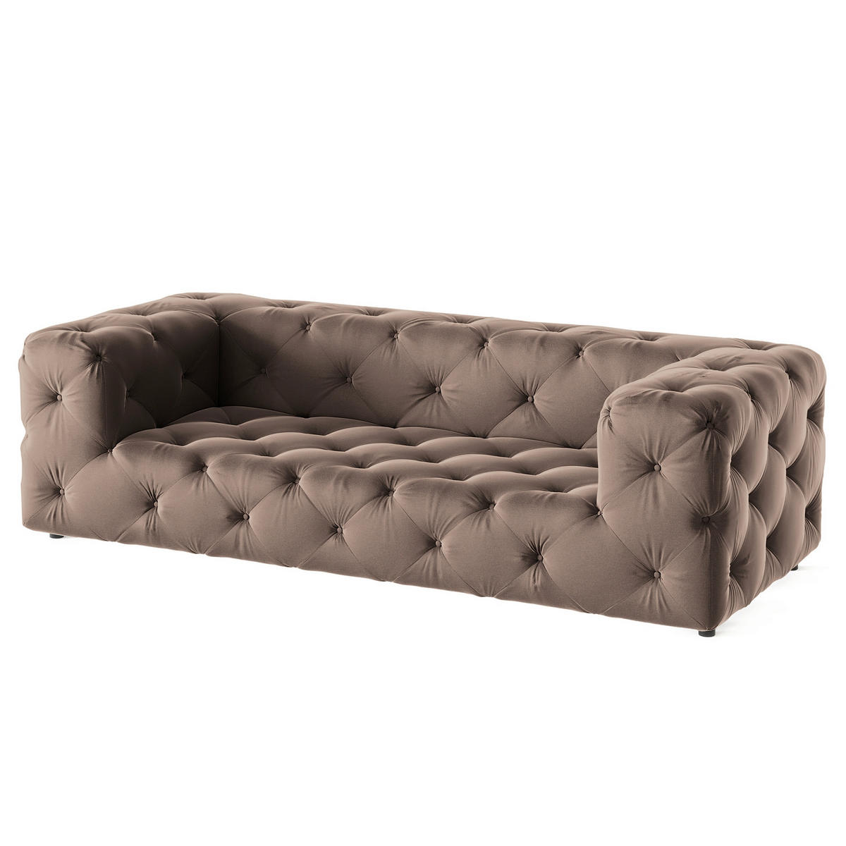 3-SITZER-SOFA Samt Braun  - Schwarz/Braun, Design, Kunststoff/Textil (230/71/100cm) - P & B