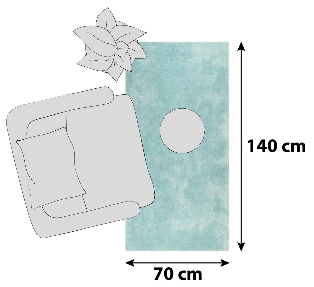 HOCHFLORTEPPICH 70/140 cm Relaxx Türkis  - Türkis, Basics, Textil (70/140cm) - Esprit