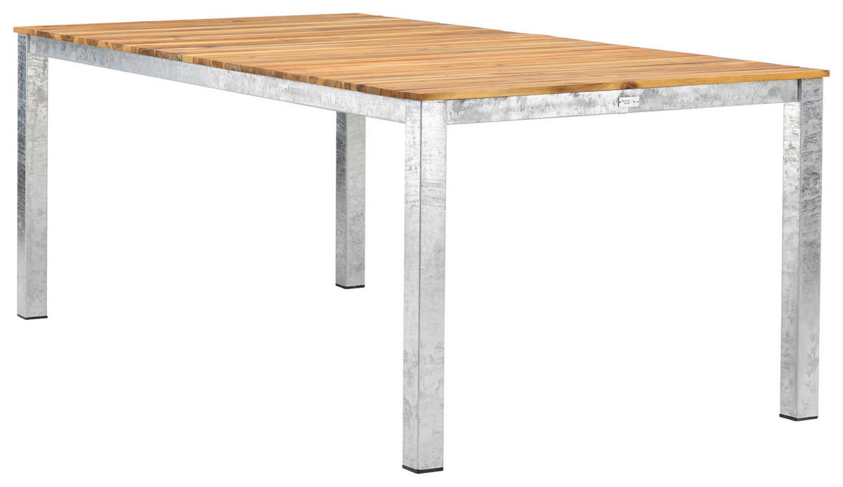 UTEBORD trä, metall rektangulär  - akaciefärgad/zinkfärgad, Klassisk, metall/trä (200/100/74cm) - Gardenson