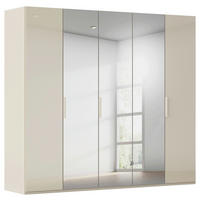 DREHTÜRENSCHRANK 251/223/61 cm,  in Champagner, 5 Tür(en)  - Champagner, Basics, Glas/Holzwerkstoff (251/223/61cm) - Novel