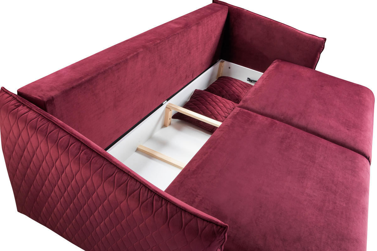 SCHLAFSOFA Samt Weinrot  - Weinrot/Goldfarben, Design, Textil/Metall (235/96/104cm) - MID.YOU