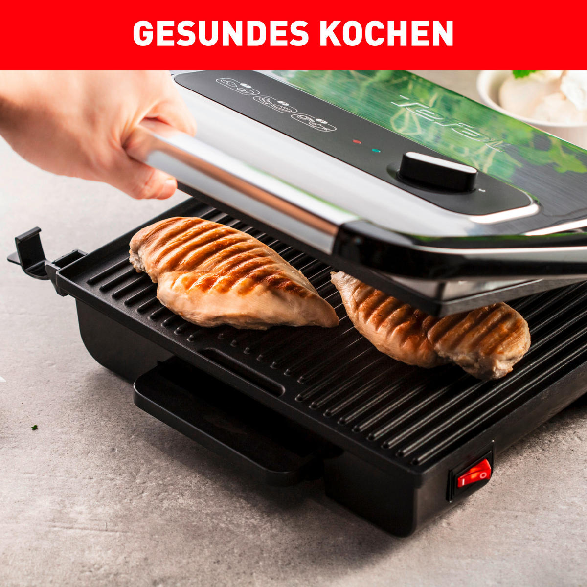 KONTAKTGRILL Inicio Adjust  - Chromfarben/Schwarz, Basics, Kunststoff/Metall (33,7/11,8cm) - Tefal