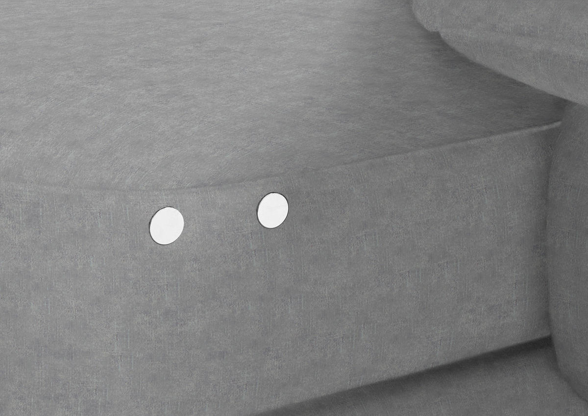 ECKSOFA in Velours Hellgrau  - Hellgrau/Schwarz, Design, Textil/Metall (310/180cm) - Dieter Knoll