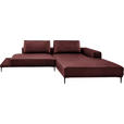 ECKSOFA  in Echtleder Bordeaux  304/201 cm  - Bordeaux/Schwarz, Design, Leder/Metall (304/201cm) - Belluti