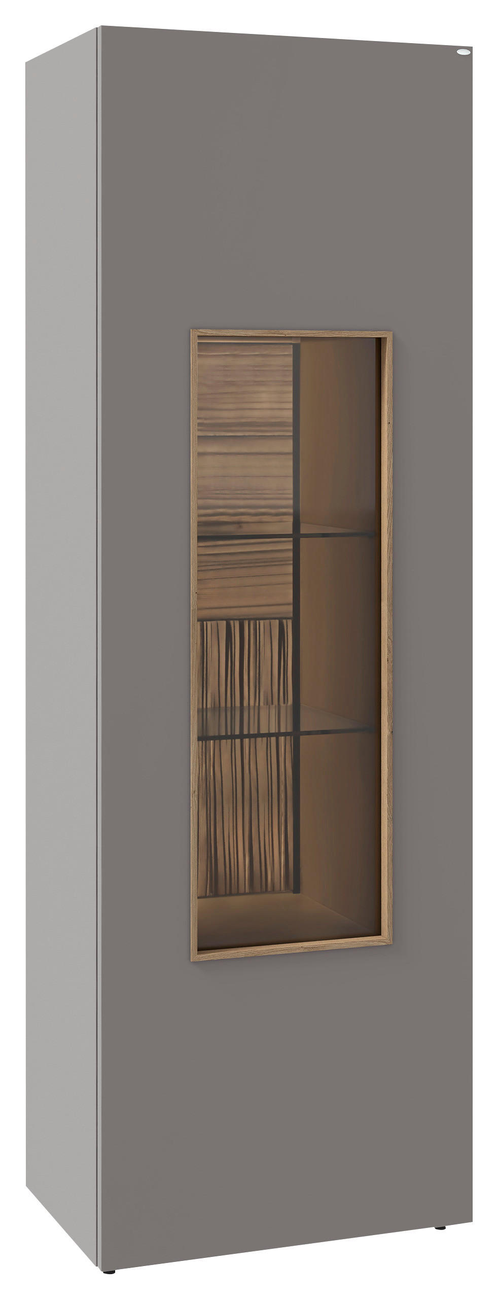 VITRINE VLACERA LIVING in furniert, mehrschichtige Massivholzplatte (Tischlerplatte) Wildeiche Grau, Wildeiche  - Wildeiche/Grau, Design, Glas/Holz (64/194/43cm) - Voglauer