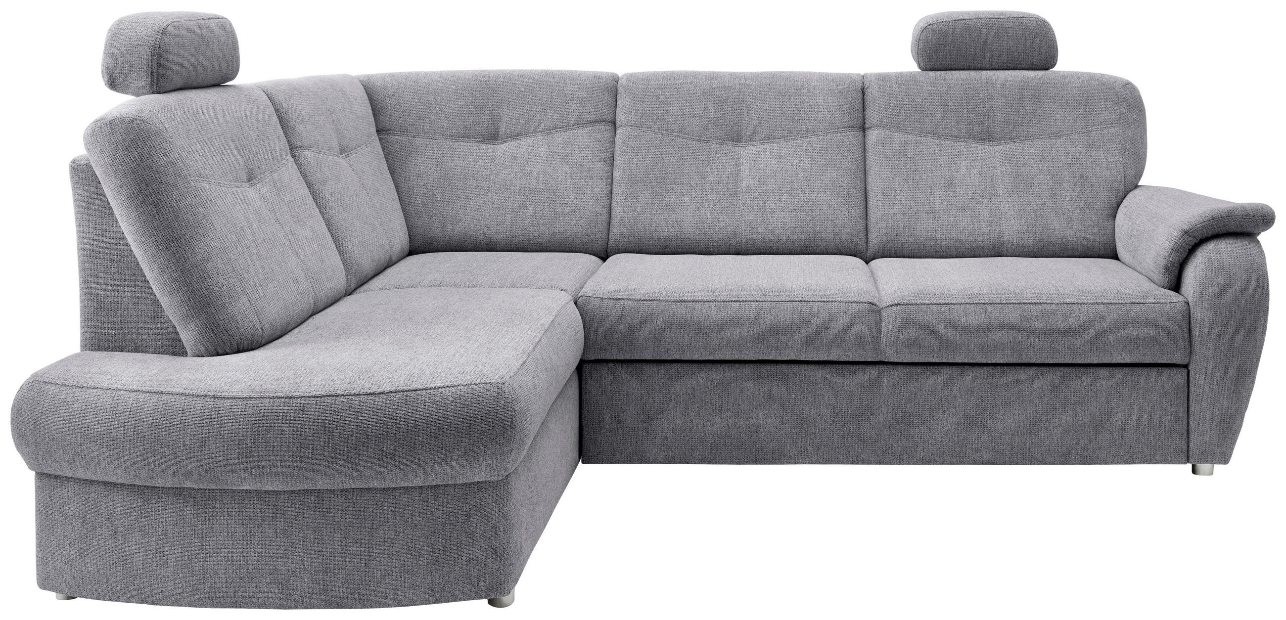 ECKSCHLAFSOFA Chenille Silberfarben  inkl. Bettkasten, Schlaffunktion, Kopfstütze, Liegefläche im Originalstoff  - Chromfarben/Silberfarben, MODERN, Kunststoff/Textil (180/264cm) - Livetastic