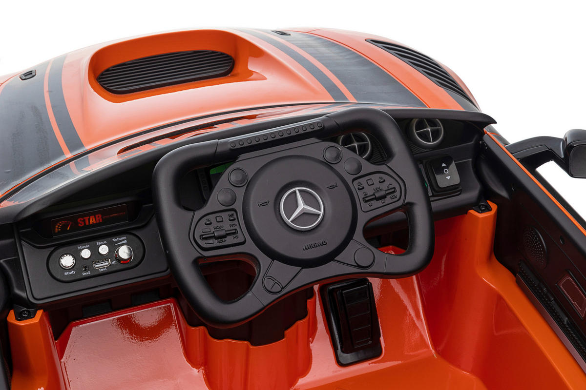 ELEKTRO-KINDERAUTO  - Schwarz/Orange, KONVENTIONELL, Kunststoff/Metall (115/58/29cm) - Atrigo