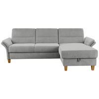 ECKSOFA in Flachgewebe Hellgrau  - Eichefarben/Hellgrau, KONVENTIONELL, Holz/Textil (252/162cm) - Sit & More