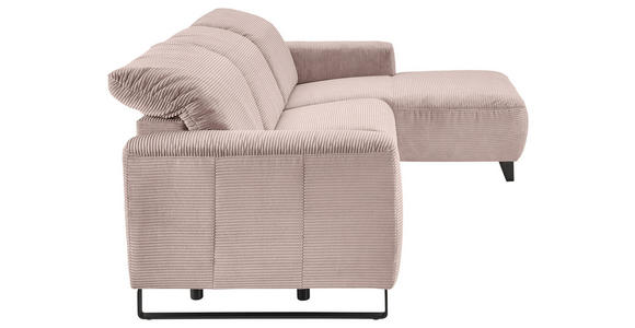 ECKSOFA in Cord Rosa  - Schwarz/Rosa, KONVENTIONELL, Textil/Metall (266/180cm) - Hom`in