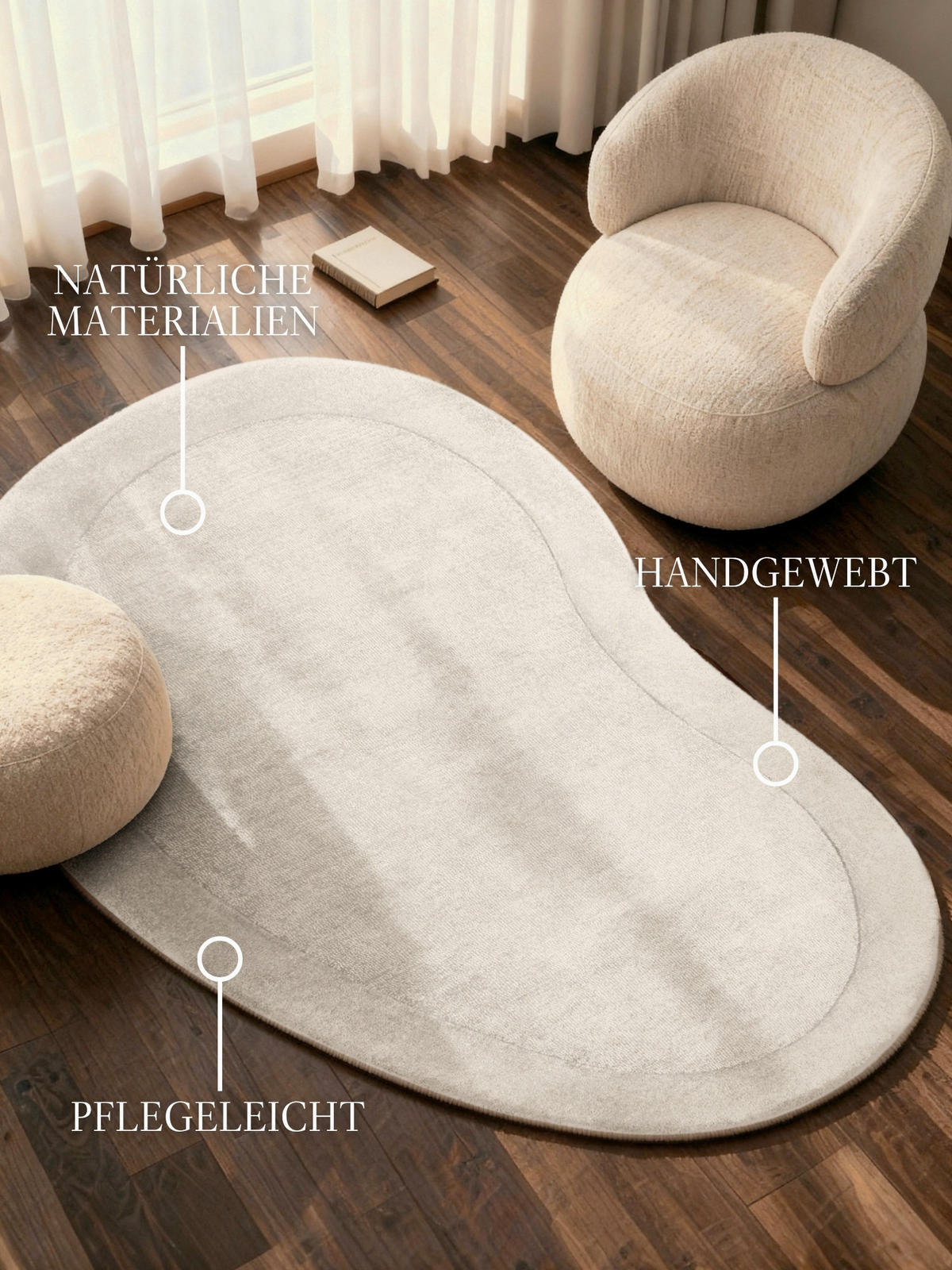 WOLLTEPPICH 125/200 cm 1812 Creme organisch  - Creme, KONVENTIONELL, Textil (125/200cm) - Villeroy & Boch