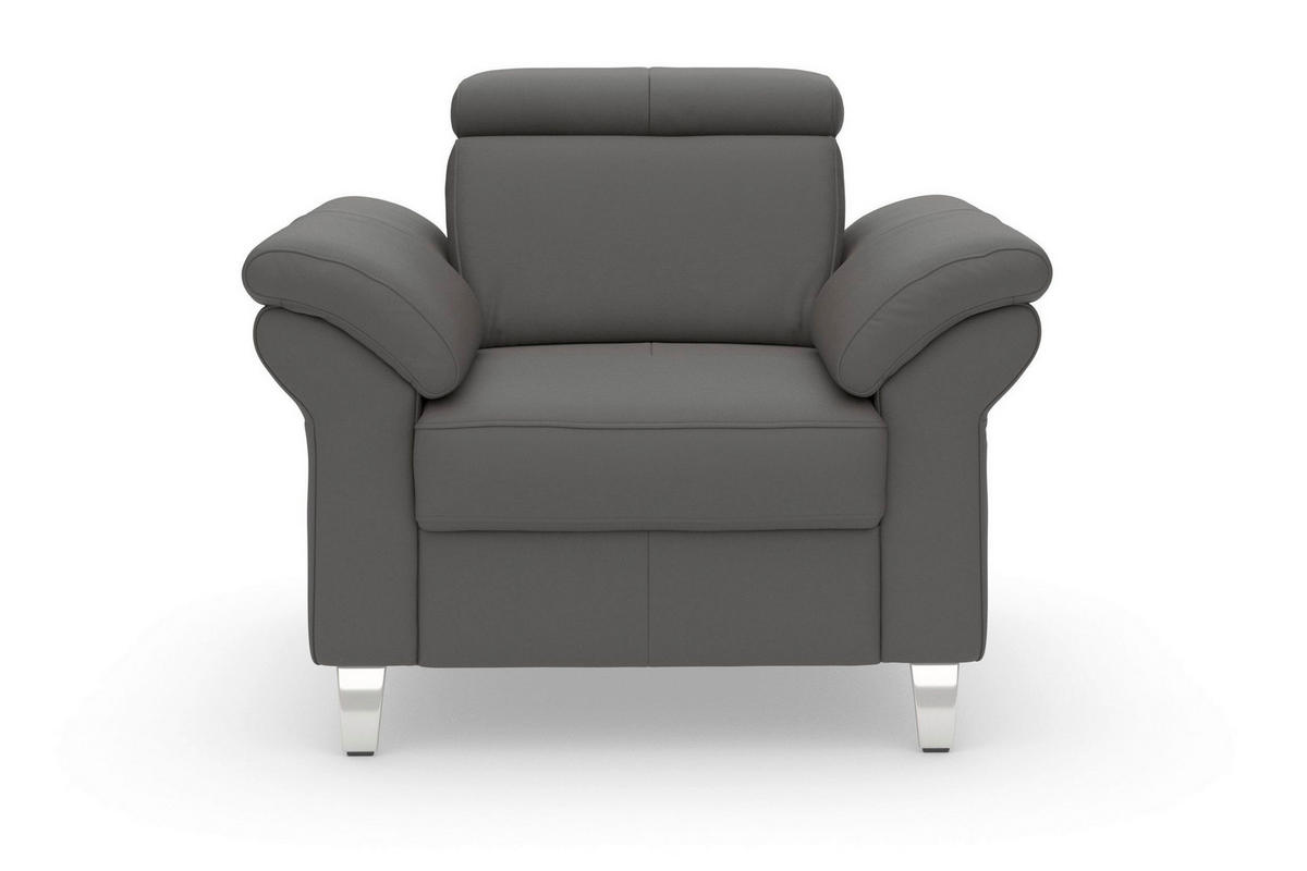 SESSEL in Echtleder Mokka  - Chromfarben/Mokka, Basics, Leder/Metall (101/84/93cm) - Sit & More