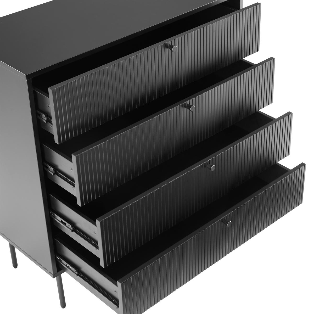 KOMMODE  in 90/95/40 cm  - Schwarz, MODERN, Holzwerkstoff/Metall (90/95/40cm) - MID.YOU