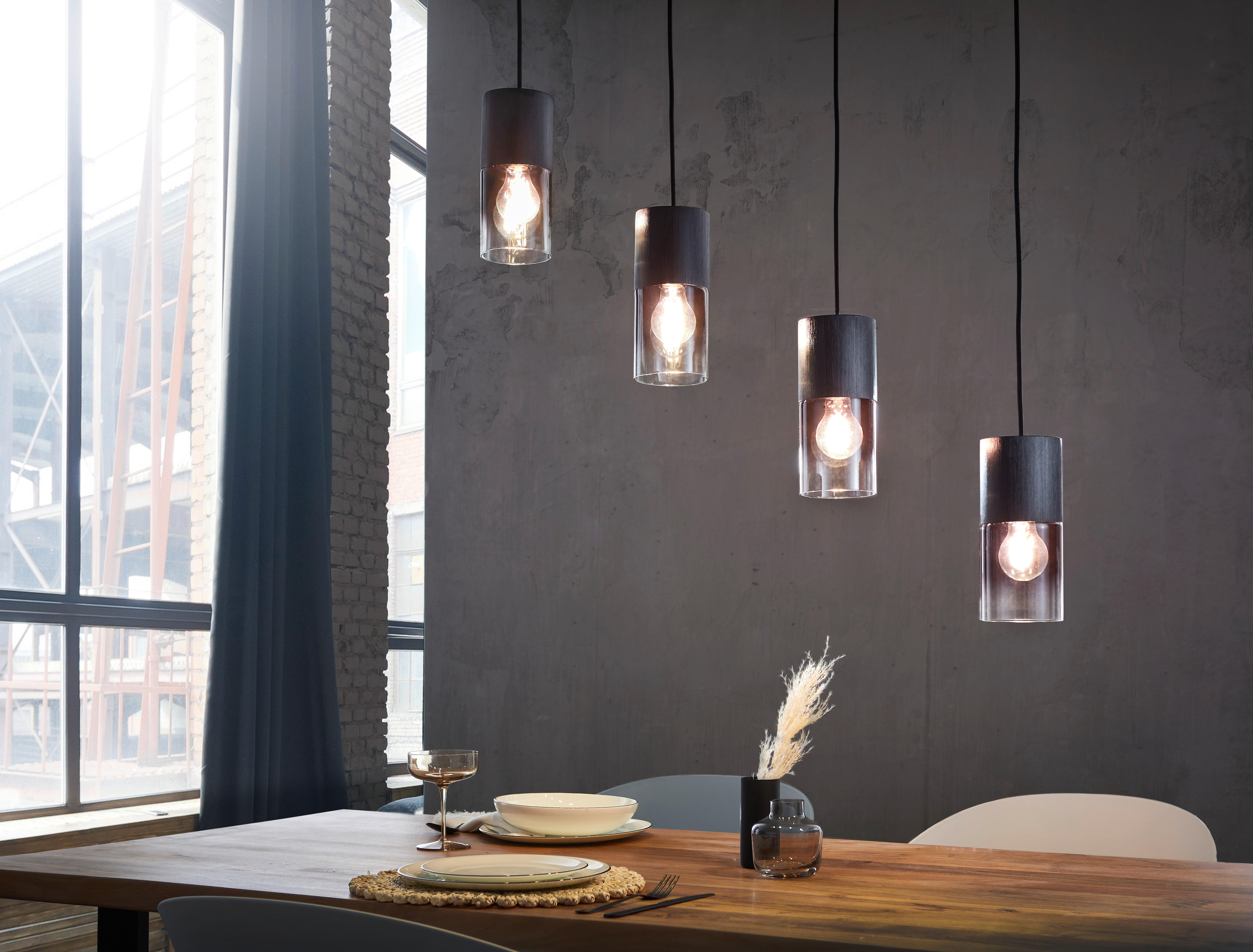 HÄNGELEUCHTE 80,5/10/23-150 cm    - Schwarz, Design, Glas/Metall (80,5/10/23-150cm)