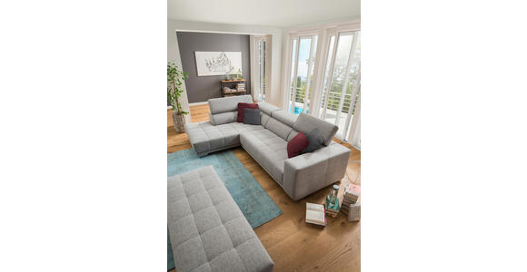 ECKSOFA Hellgrau Chenille  - Chromfarben/Hellgrau, Design, Textil (207/301cm) - Xora