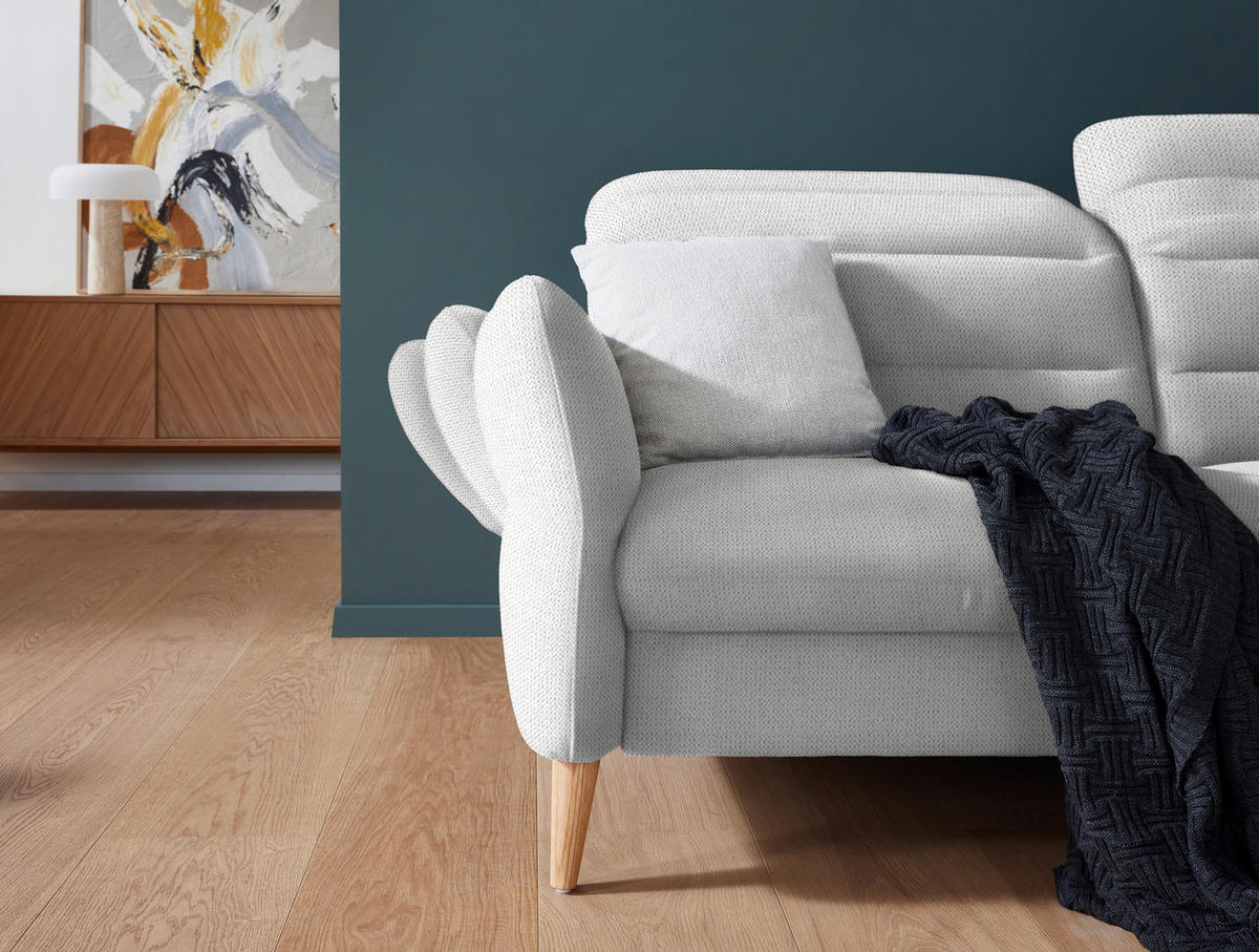 2-SITZER-SOFA in Webstoff Weiß  - Eiche Bianco/Weiß, Design, Holz/Textil (192-220/85-106/98-112cm) - Dieter Knoll