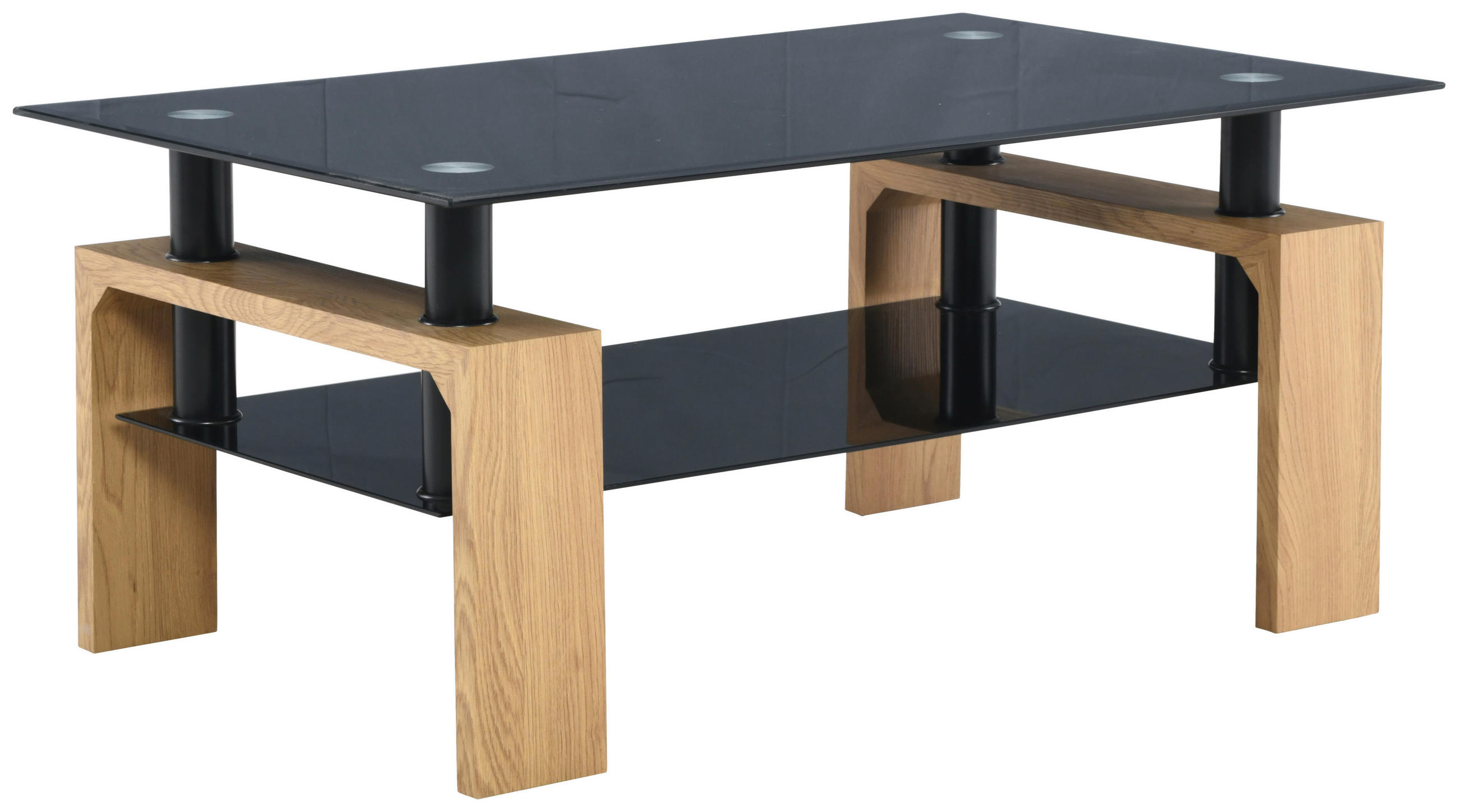KONFERENČNÝ STOLÍK, čierna, farba duba, kov, sklo, kompozitné drevo, 100/60/45 cm - čierna/farba duba, Design, kov/kompozitné drevo (100/60/45cm) - Carryhome