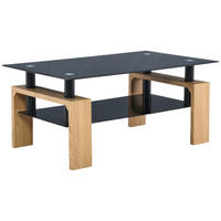 KONFERENČNÝ STOLÍK, čierna, farba duba, kov, sklo, kompozitné drevo, 100/60/45 cm - čierna/farba duba, Design, kov/kompozitné drevo (100/60/45cm) - Carryhome