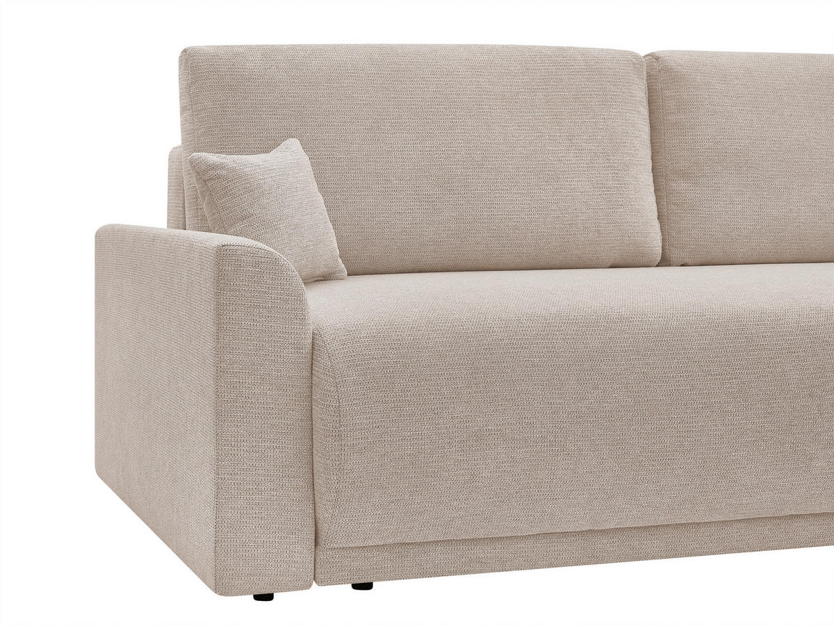 SCHLAFSOFA KIMMY Struktur Beige  inkl. Zierkissen, Rückenkissen, Bettkasten  - Beige/Schwarz, Design, Kunststoff/Textil (234/90/103cm) - P & B