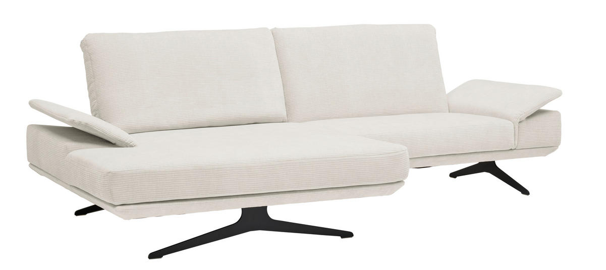 ECKSOFA in Flachgewebe Creme  - Creme/Schwarz, Design, Textil/Metall (155/284cm) - Koinor