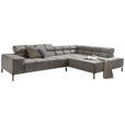 ECKSOFA Grau Velours  - Grau, Design, Textil/Metall (321/216cm) - Hom`in