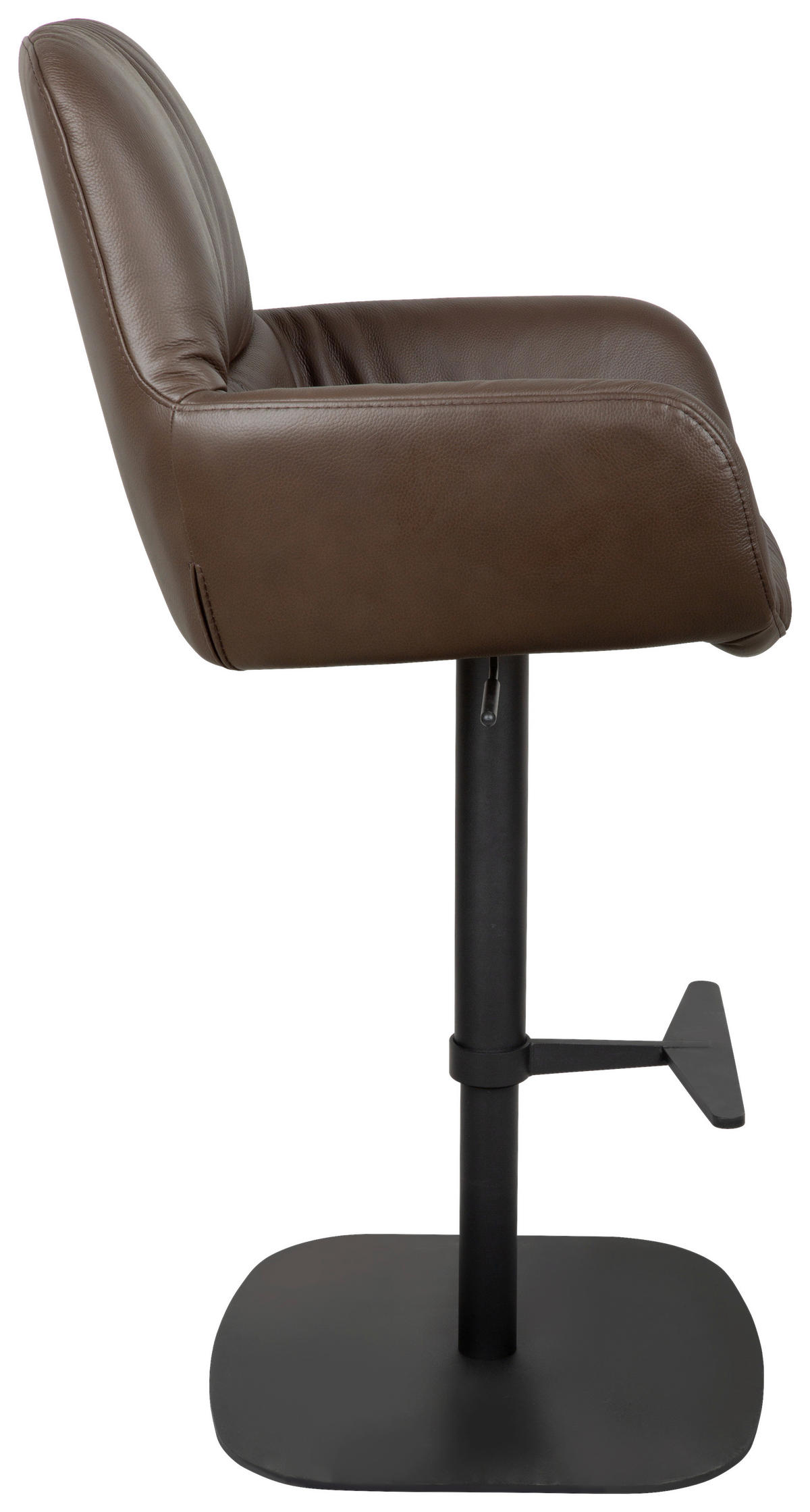 BARHOCKER Echtleder Braun, Schwarz Eisen Sitzfläche 360° drehbar, inklusive Armlehnen  - Schwarz/Braun, Design, Leder/Metall (57,5/110/59,5cm) - Dieter Knoll