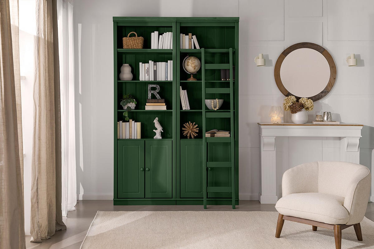 BÜCHERWAND Kiefer massiv Grün  - Grün, Design, Holz (74/223/37cm) - Livetastic