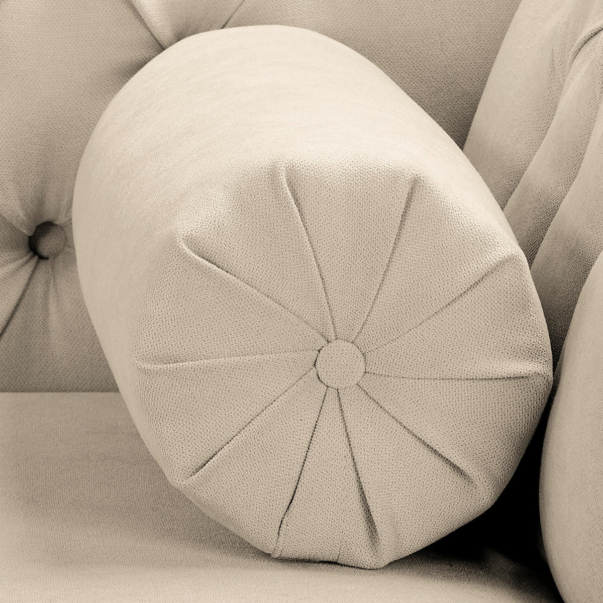 RÉCAMIERE Pako in Mikrofaser Creme  - Creme/Braun, Design, Holz/Textil (185/93/75cm) - Livetastic