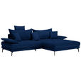 ECKSOFA in Mikrofaser Dunkelblau  292/176 cm  - Schwarz/Dunkelblau, MODERN, Textil/Metall (292/176cm) - Carryhome