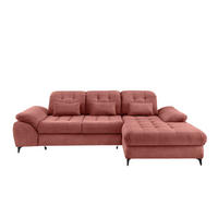 ECKSCHLAFSOFA in Cord Koralle  - Koralle/Schwarz, Modern, Textil/Metall (273/189cm) - Livetastic