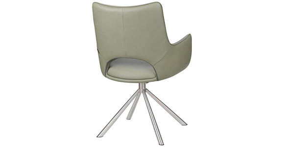 ARMLEHNSTUHL in Edelstahl Mikrofaser - Edelstahlfarben/Grün, Design, Textil/Metall (59/88,5/62cm) - Carryhome