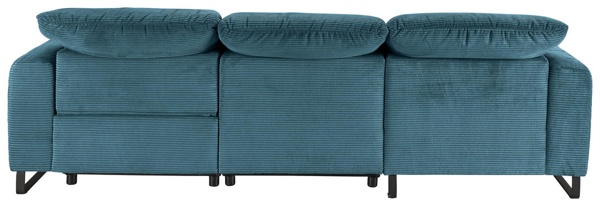ECKSOFA in Cord Petrol  - Petrol/Schwarz, Konventionell, Textil/Metall (180/266cm) - Hom`in