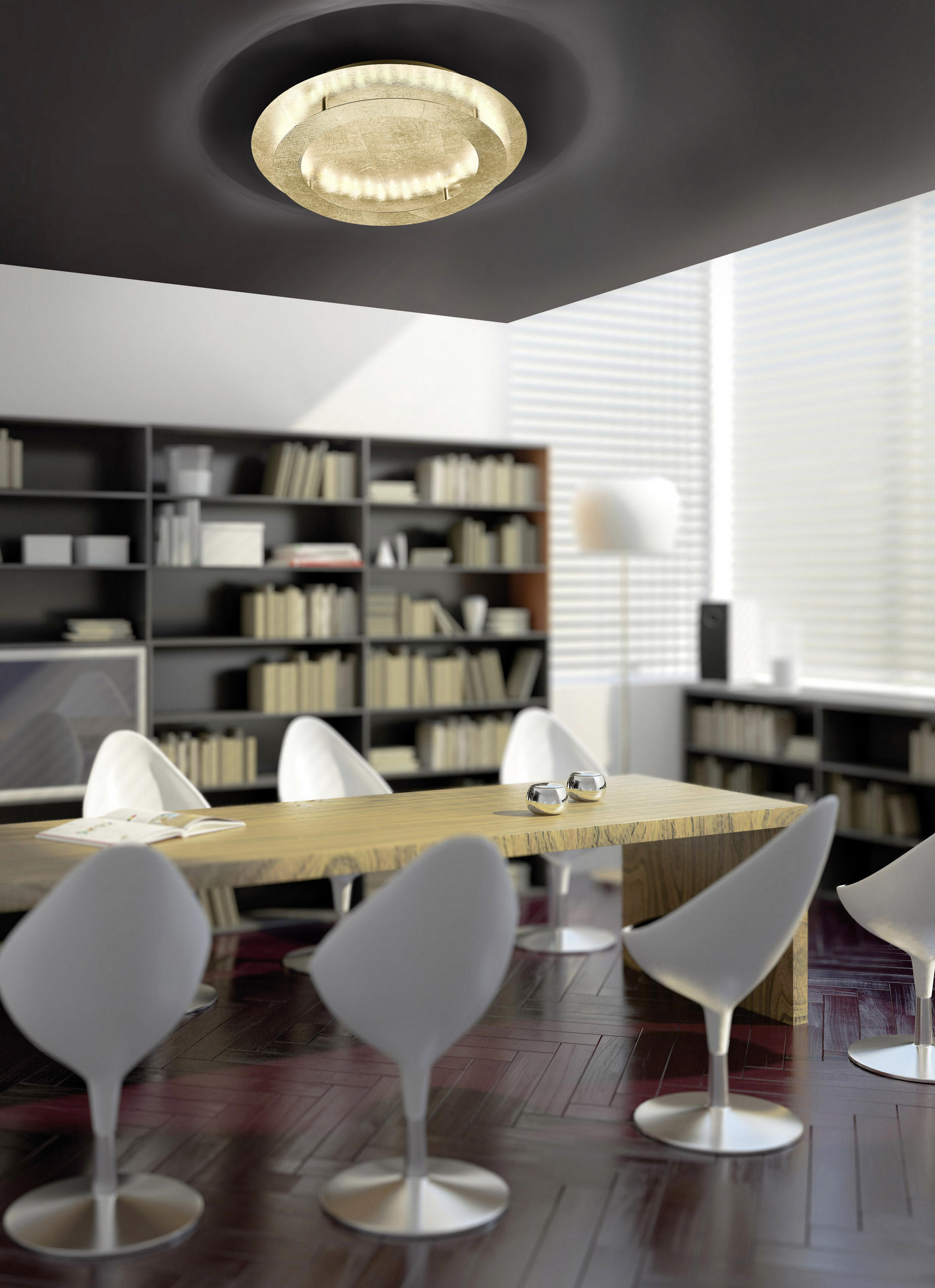 PLAFONIERĂ CU LED - auriu, Design, metal (50/50/8cm)