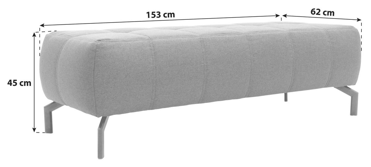 HOCKER Webstoff Hellblau  - Schwarz/Hellblau, Design, Textil/Metall (153/45/62cm) - MID.YOU