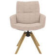 ARMLEHNSTUHL  Sitzfläche 360° drehbar, mit Griff Flachgewebe  Greige  - Greige/Eichefarben, Design, Holz/Textil (62/90/68cm) - Valnatura