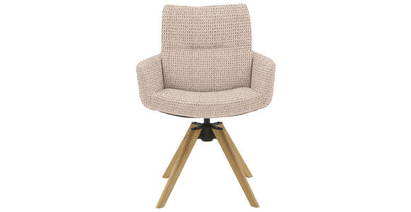 ARMLEHNSTUHL  Sitzfläche 360° drehbar, mit Griff Flachgewebe  Greige  - Greige/Eichefarben, Design, Holz/Textil (62/90/68cm) - Valnatura