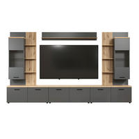 WOHNWAND 6-teilig  in Anthrazit, Eichefarben  360/212/40 cm  - Eichefarben/Anthrazit, Design, Glas/Holzwerkstoff (360/212/40cm) - MID.YOU