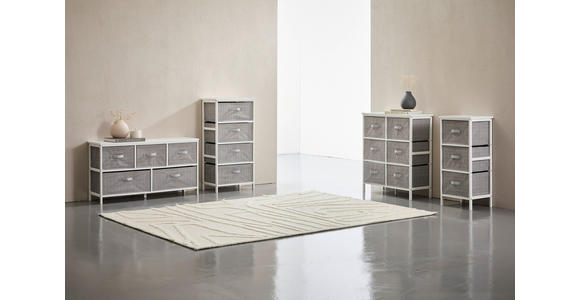 KOMMODE , 101/55/30 cm, 5 Schublade(n)  - Weiß/Grau, Basics, Karton/Holz (101/55/30cm) - Carryhome