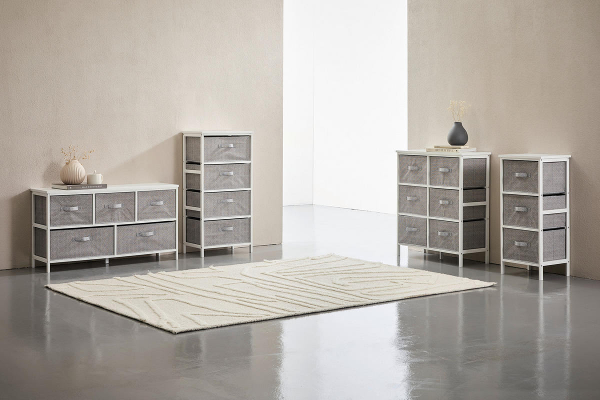 BYRÅ 101/55/30 cm  - vit/grå, Basics, trämaterial/trä (101/55/30cm) - Carryhome