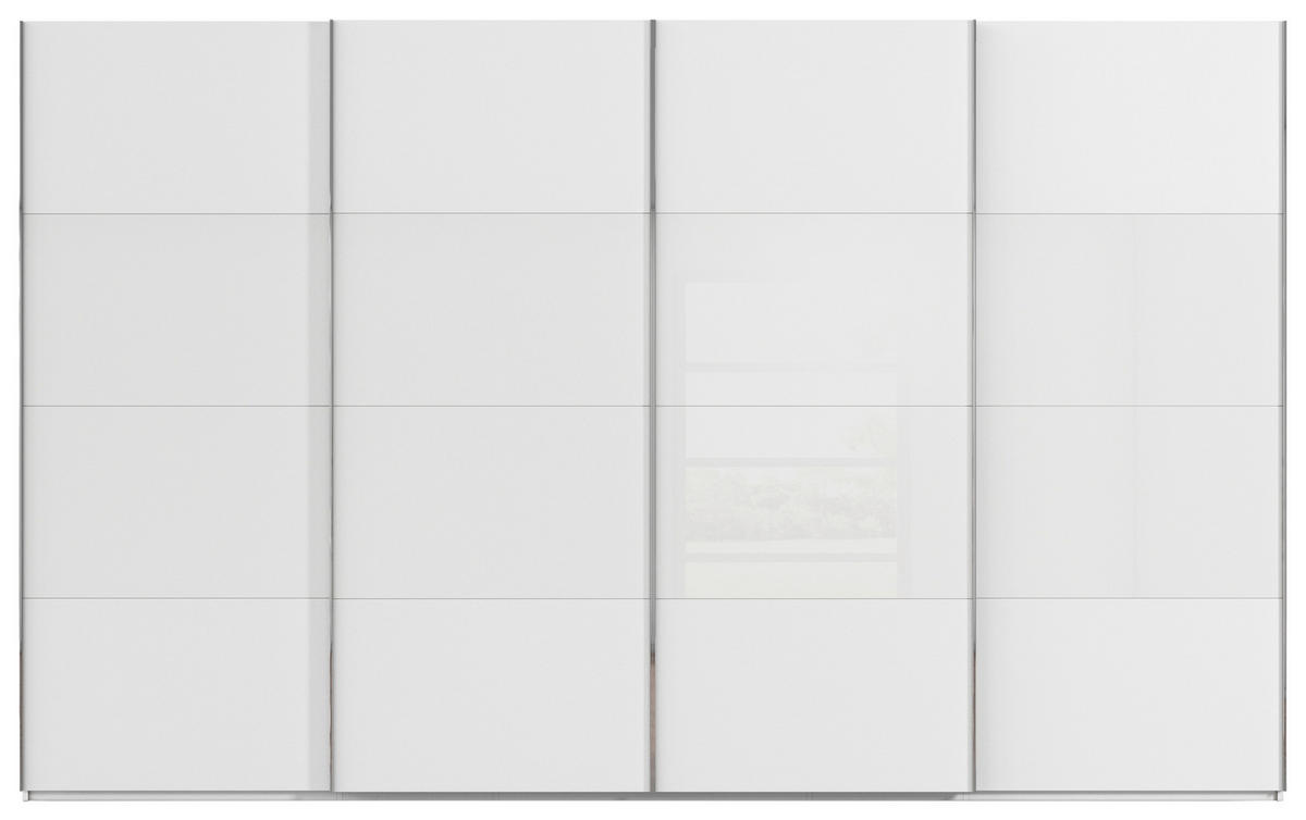 SCHWEBETÜRENSCHRANK 361/223/68 cm 4-türig Weiß  - Chromfarben/Weiß, KONVENTIONELL, Glas/Holzwerkstoff (361/223/68cm) - Novel