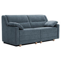 SCHLAFSOFA  mit Typenauswahl, Fußauswahl, Stoffauswahl, Liegefunktion, Sitzqualitäten, Schlafen auf Sitzhöhe, Hocker erhältlich, Rückenfutter Chenille Blau  - Blau/Buchefarben, KONVENTIONELL, Holz/Textil (184/88/91cm) - Sedda
