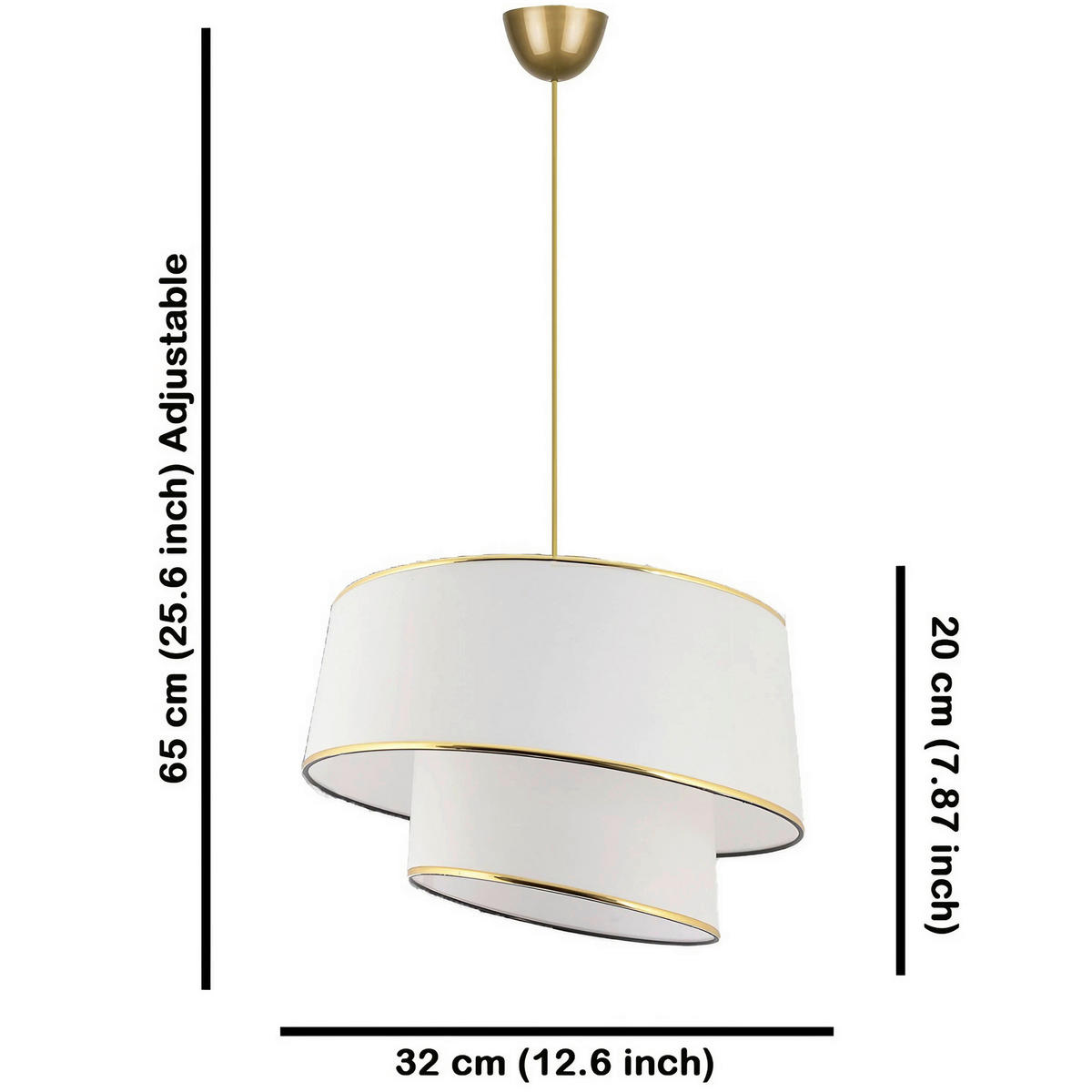 ZÁVĚSNÉ SVÍTIDLO, 32/70 cm  - bílá/barvy zlata, Design, kov/textil (32/70cm) - P & B