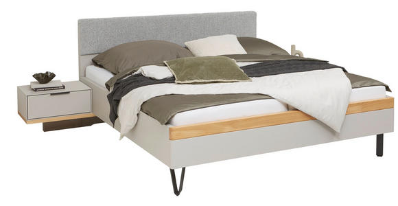 BETTANLAGE - Wildeiche/Hellgrau, Design, Holz/Textil (180/200cm) - Dieter Knoll