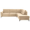 ECKSOFA Echtleder Beige  - Beige/Schwarz, Konventionell, Leder/Metall (290/249cm) - Beldomo Premium