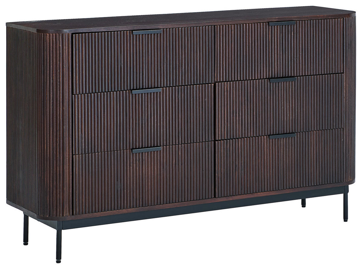 SIDEBOARD  140/85/40 cm 6 Schublade(n)  - Walnussfarben/Schwarz, KONVENTIONELL, Holz/Metall (140/85/40cm) - Livetastic