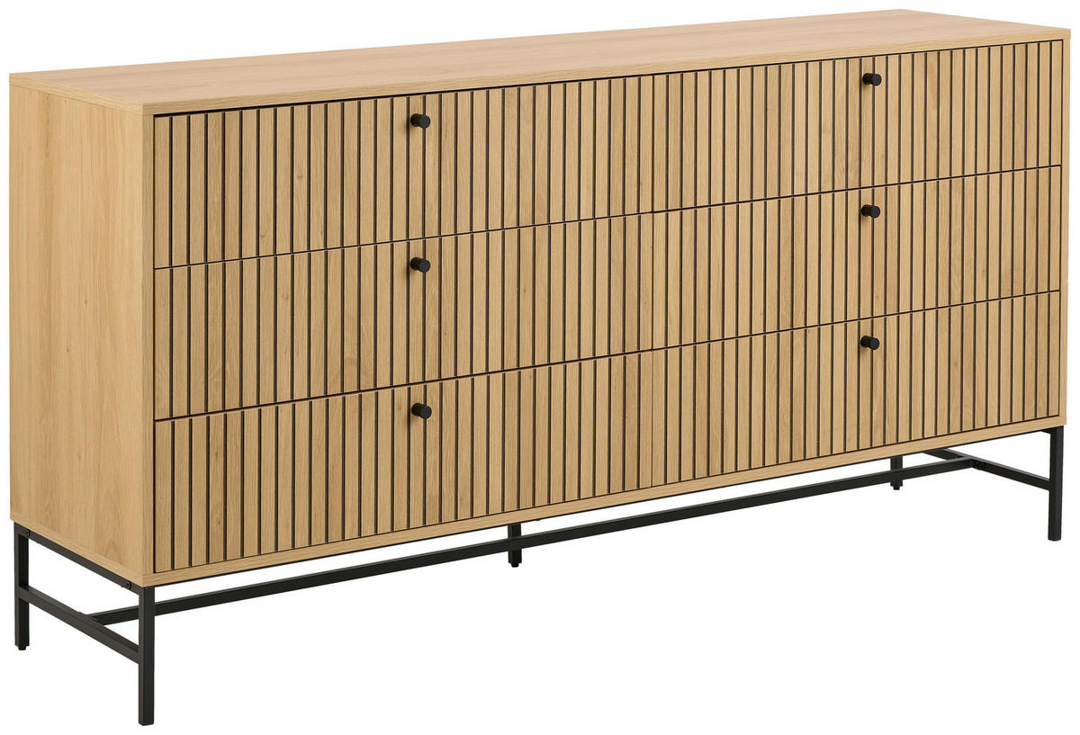 ŠIROKA KOMODA, črna, barve hrasta  - črna/barve hrasta, Design, kovina/leseni material (157/80,4/40cm) - MID.YOU