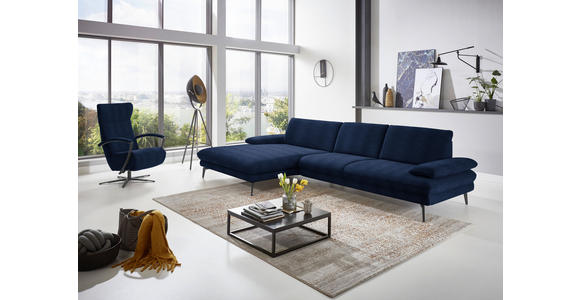 ECKSOFA in Chenille Dunkelblau 180/310 cm - Schwarz/Dunkelblau, Design, Textil/Metall (180/310cm) - Dieter Knoll