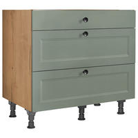 KOCHFELDUMBAUSCHRANK 90/87/56 cm  in Grün, Eichefarben  - Eichefarben/Schwarz, MODERN, Holzwerkstoff/Metall (90/87/56cm) - Nobilia